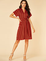 NEW FEELING Womens Red V-Neck Dresses
