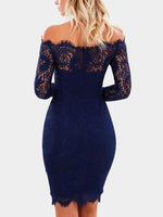 NEW FEELING Womens Navy Off The Shoulder Dresses
