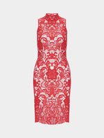 Wholesale Red Sleeveless Lace High Waist Sexy Dress