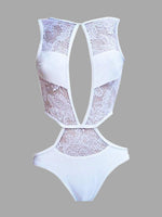 Wholesale Sleeveless Lace Cut Out One-Pieces Swimsuits