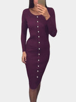 Womens Long Sleeve Midi Dress