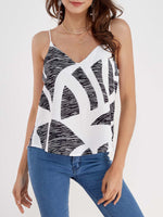 Wholesale V-Neck Geometrical Floral Print Backless Sleeveless Camis