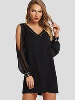 NEW FEELING Womens Black V-Neck Dresses