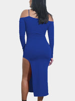 NEW FEELING Womens Blue Off The Shoulder Dresses
