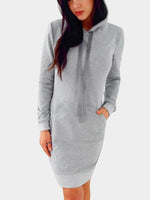 Wholesale Two Large Pockets Hooded Long Sleeve Burgundy Shirt Dresses