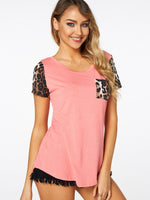Wholesale Round Neck Leopard Short Sleeve T-Shirt