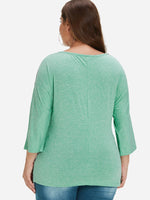 NEW FEELING Womens Green Plus Size Tops