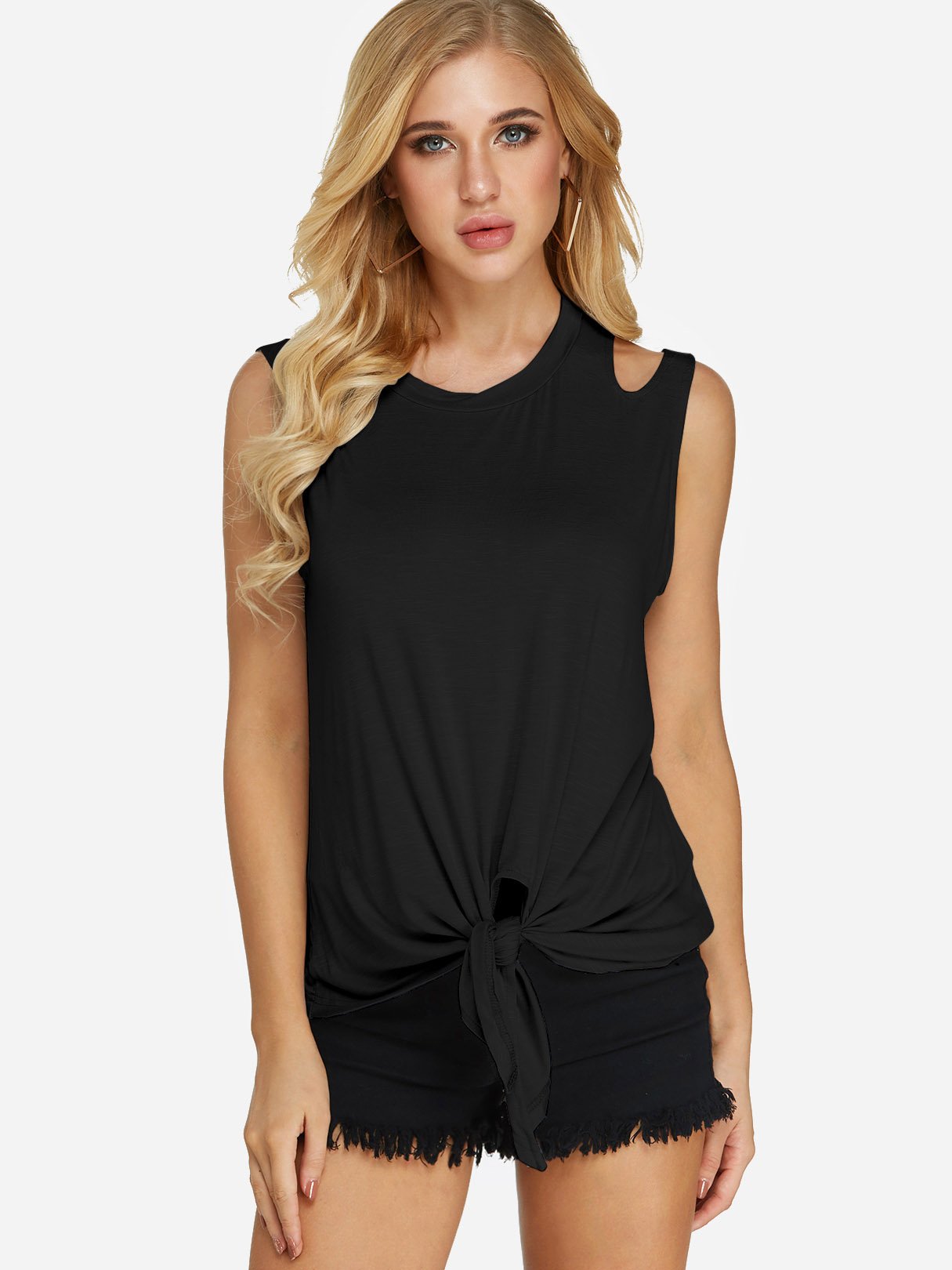 Ladies Black And White Striped Top