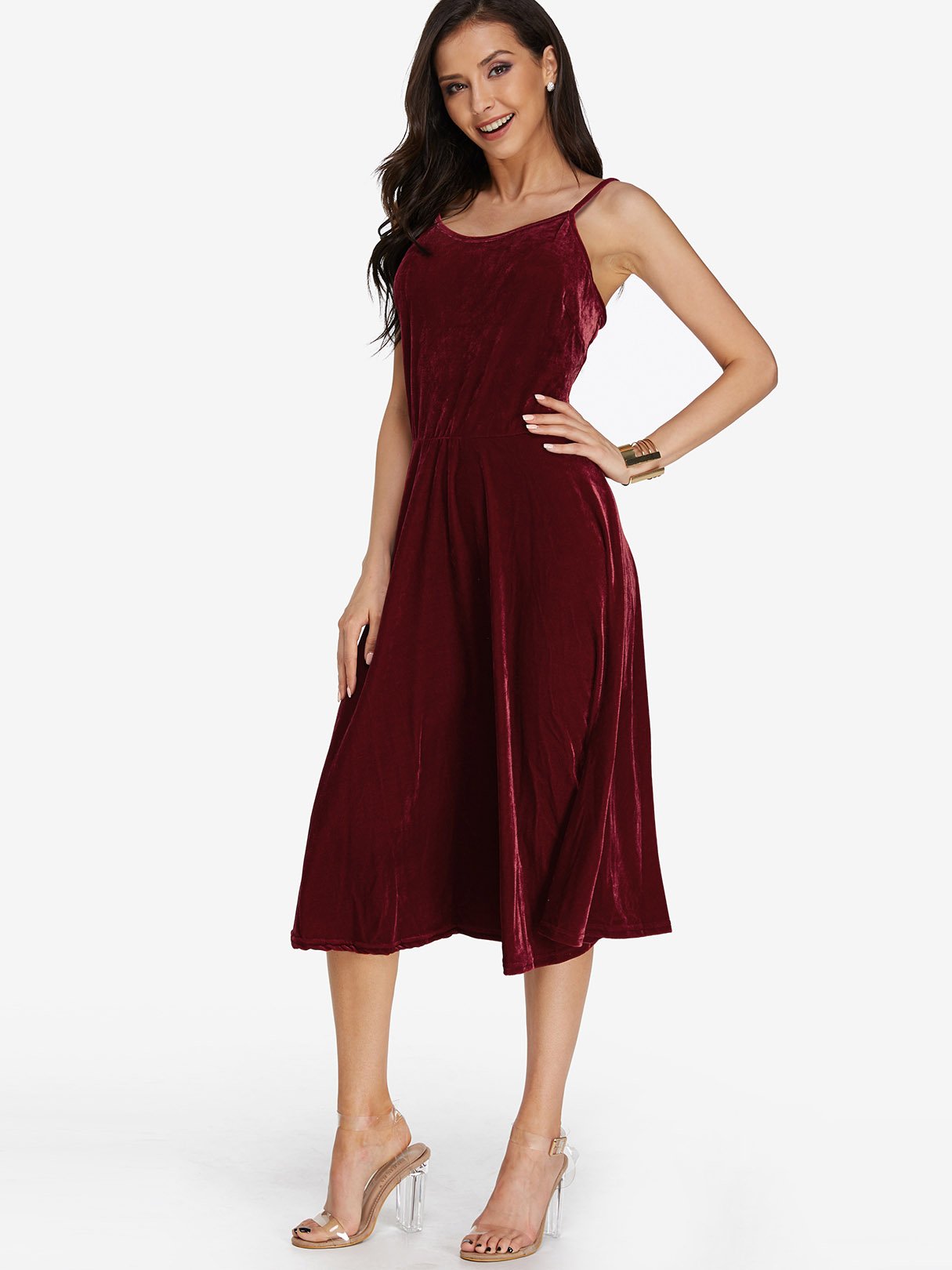 NEW FEELING Womens Burgundy Midi Dresses