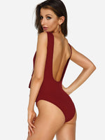 NEW FEELING Womens Burgundy One-Pieces