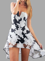 Wholesale Floral Print Irregular Hem Off The Shoulder Dresses