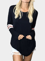 Wholesale Stripe Pattern Round Neck Long Sleeves T-Shirt