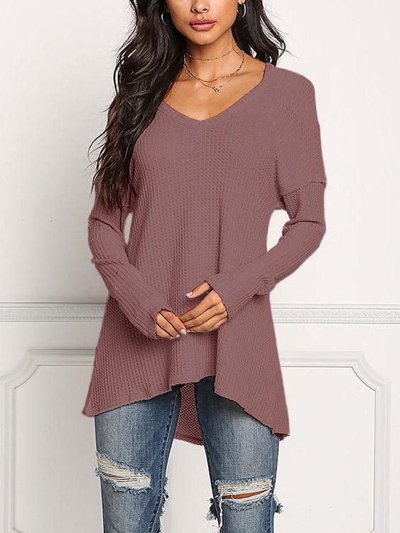 Wholesale V-Neck Long Sleeve Rust T-Shirts