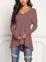 Wholesale V-Neck Long Sleeve Rust T-Shirts