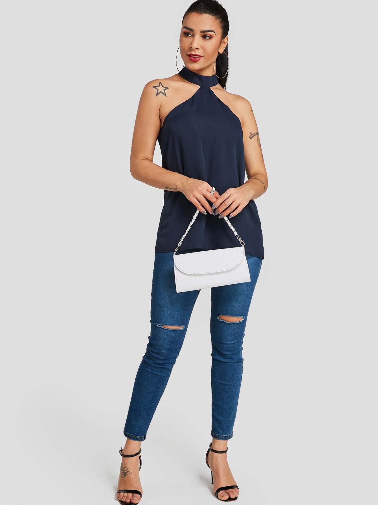 NEW FEELING Womens Navy Camis