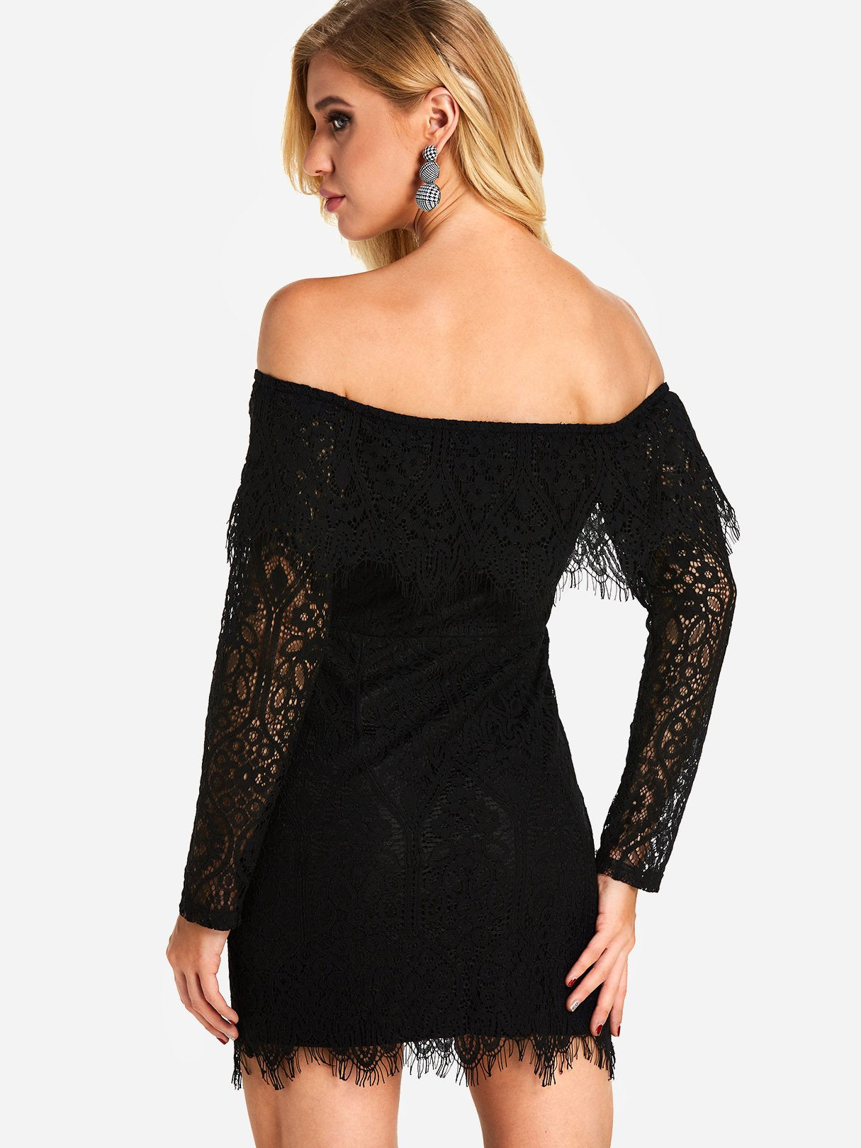 NEW FEELING Womens Black Off The Shoulder Dresses