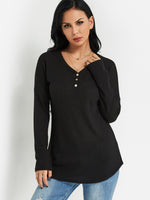 Wholesale Single Breasted Design V-Neck Knitted T-Shirt
