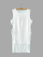 Wholesale Round Neck Sleeveless Slit Hem White Tank Top