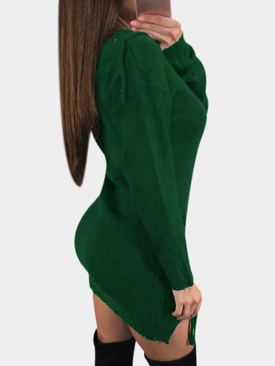 NEW FEELING Womens Green V-Neck Dresses