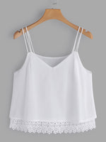Wholesale V-Neck Lace Spaghetti Strap Sleeveless White Camis