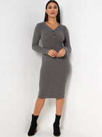 NEW FEELING Womens Grey V-Neck Dresses