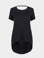 Wholesale Crew Neck Backless Cut Out Black T-Shirts