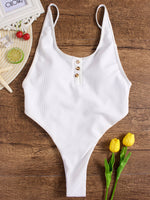 Wholesale Scoop Neck Sleeveless Plain Backless One-Pieces Swimwears
