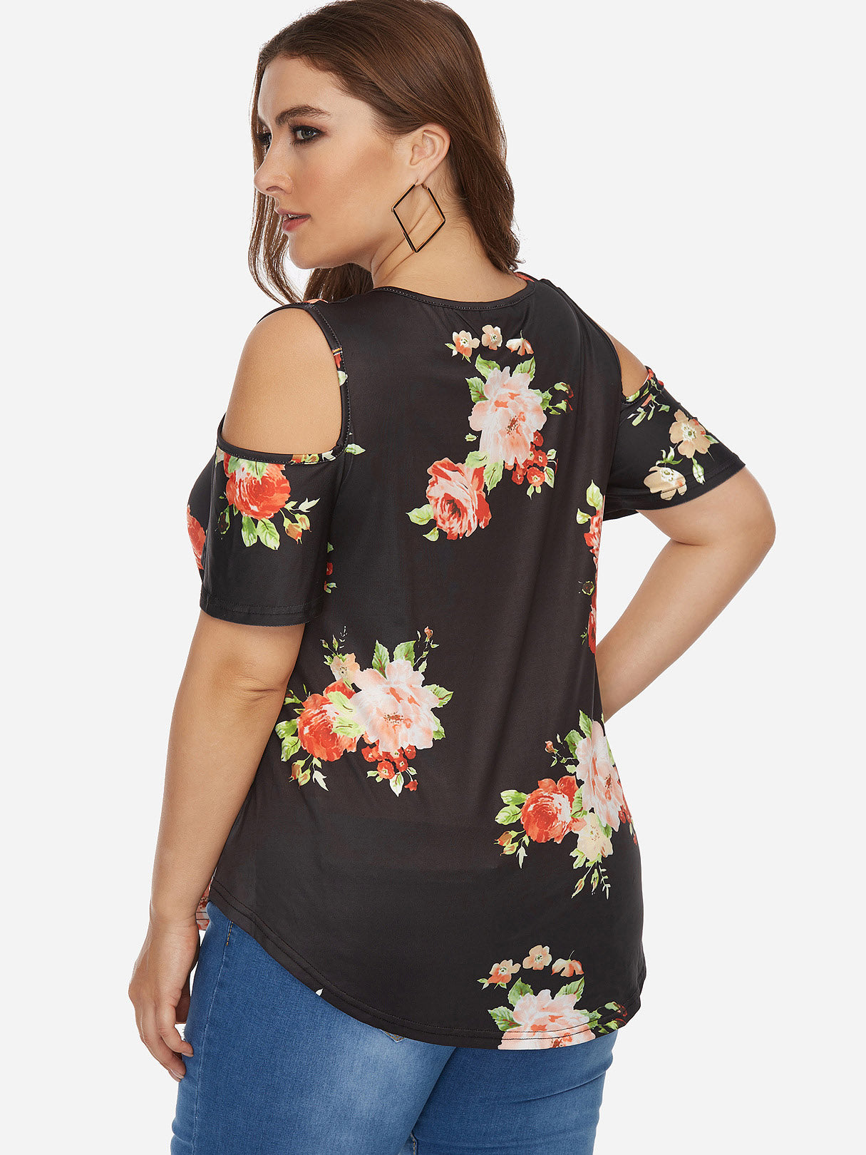 NEW FEELING Womens Black Plus Size Tops