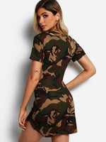OEM Ladies Army Green V-Neck Dresses