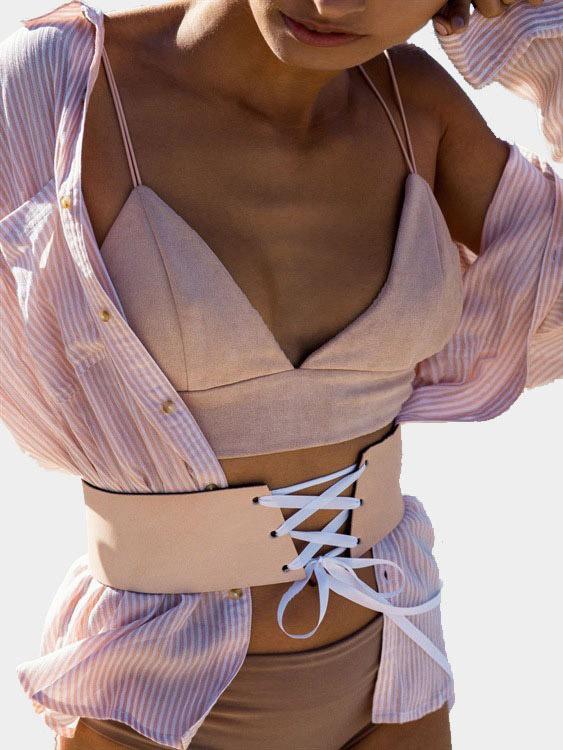 Wholesale V-Neck Backless Sleeveless Pink Camis