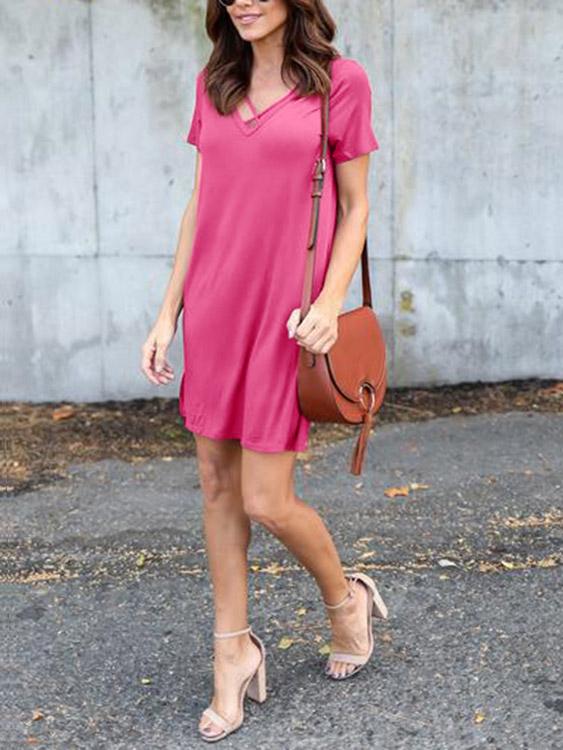 OEM Ladies Rose V-Neck Dresses