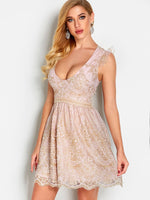 OEM Ladies Pink V-Neck Dresses