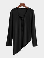 Wholesale Long Sleeve Irregular Hem Black T-Shirts