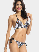Wholesale V-Neck Sleeveless Floral Print Two Piece Bikinis