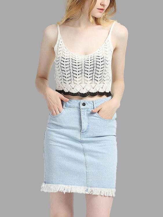 Wholesale Sleeveless Hollow Out Design Contrast Color Camis