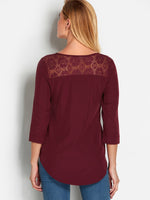 NEW FEELING Womens Burgundy T-Shirts