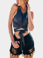 Wholesale Crew Neck Sleeveless Grey Tank Top