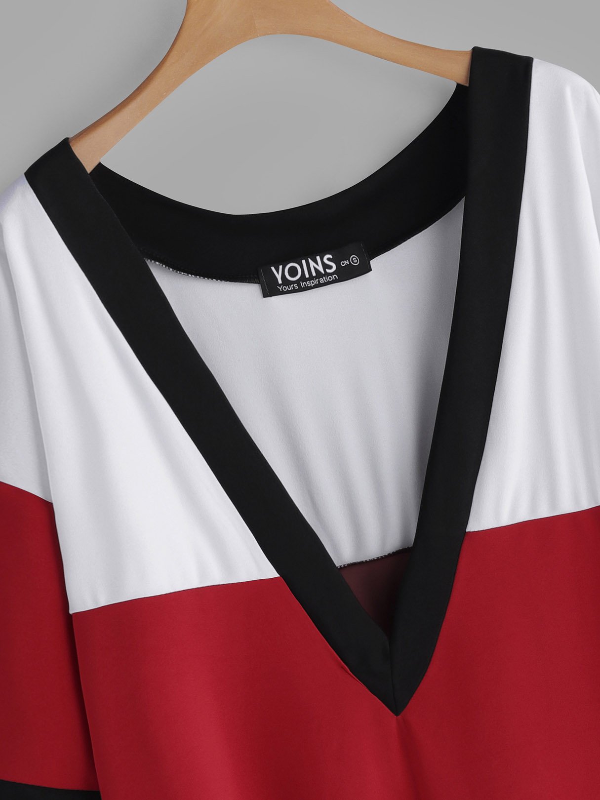 OEM Ladies Color Block V-Neck Dresses