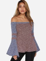 Wholesale Off The Shoulder Stripe Long Sleeve T-Shirts
