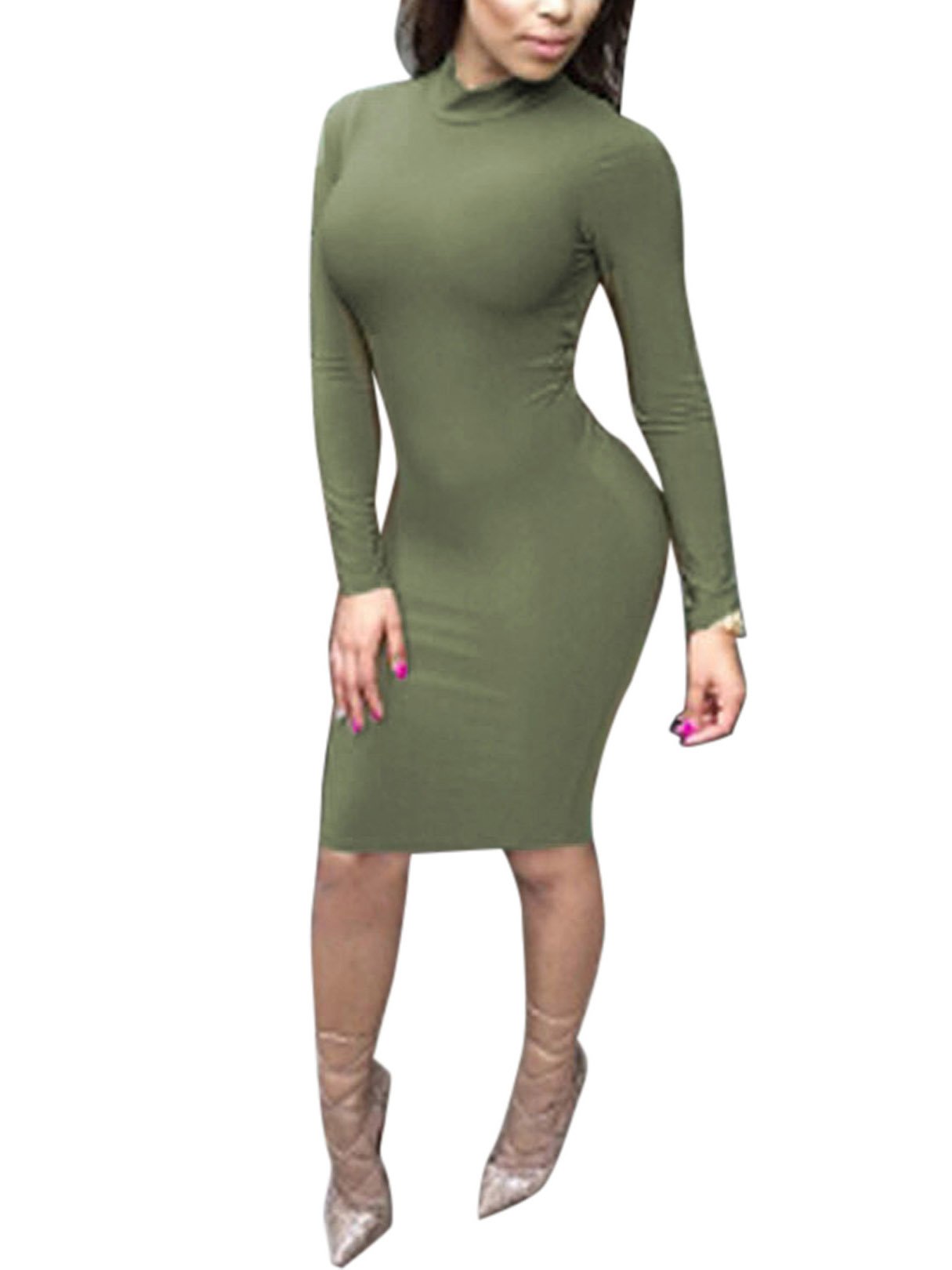 OEM Ladies Army Green Midi Dresses