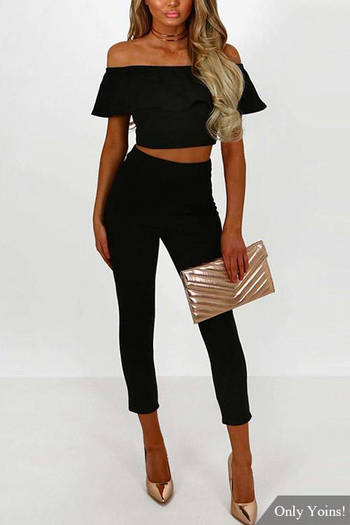 OEM Ladies Black Two Piece Outfits