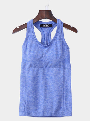 Wholesale Round Neck Sleeveless Blue Tank Top
