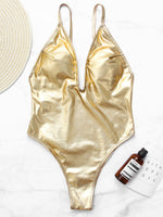Wholesale Gold Scoop Neck Plain One-Pieces
