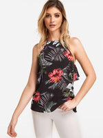 Wholesale Halter Floral Print Sleeveless Camis