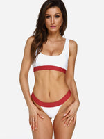 Wholesale Scoop Neck Plain Backless Two Piece Bikinis