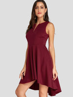 OEM Ladies Burgundy V-Neck Dresses