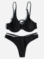 NEW FEELING Womens Black Bikinis
