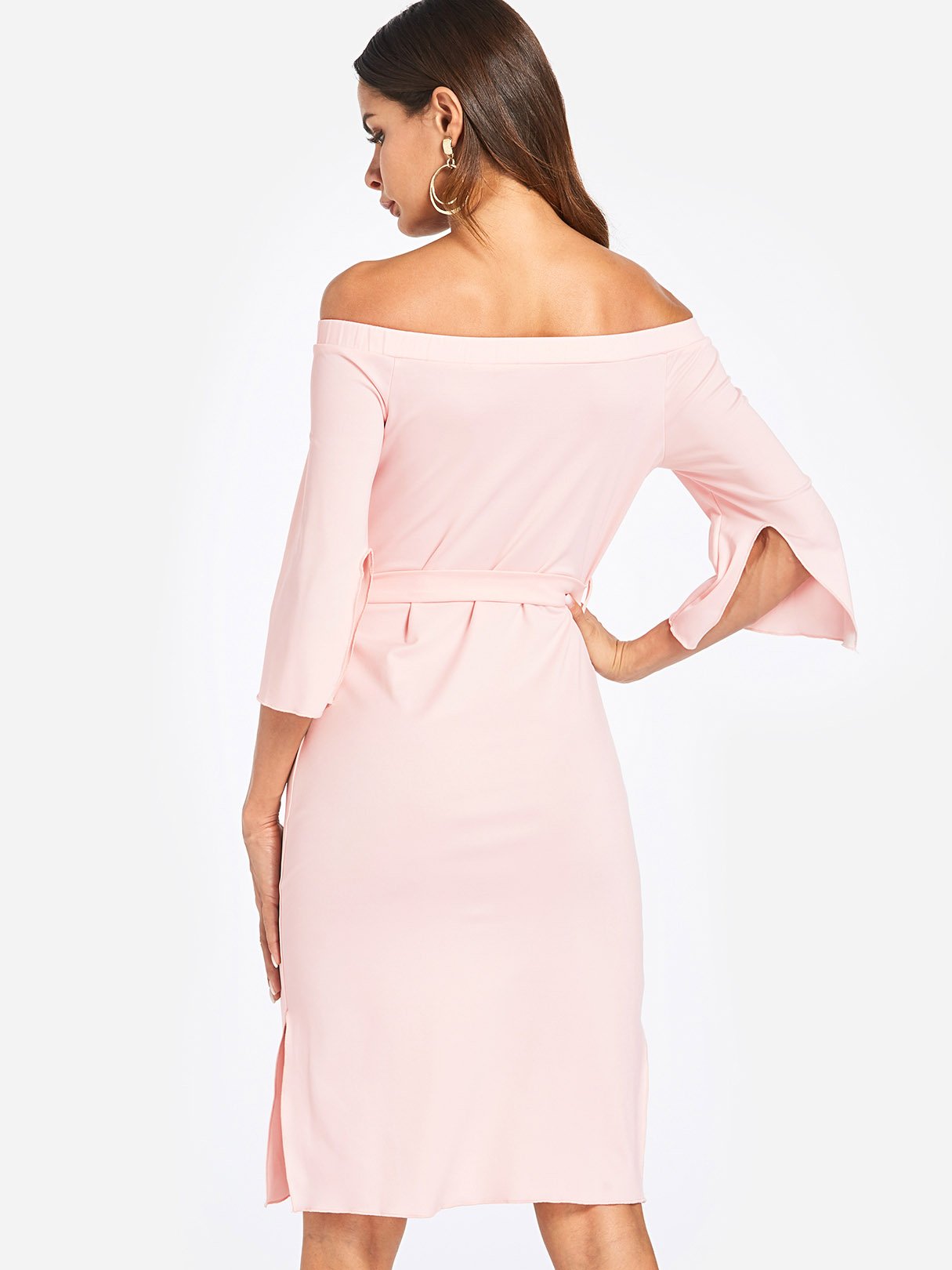 NEW FEELING Womens Pink Off The Shoulder Dresses