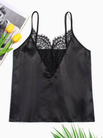 Wholesale Deep V Neck Lace Black Camis