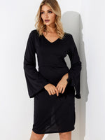OEM Ladies Black V-Neck Dresses